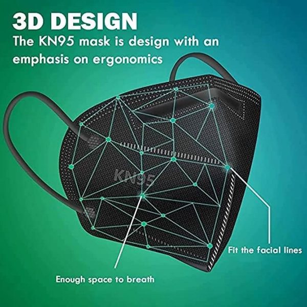 5 Layer Face Mask 50pcs Black Filtering Protection - Image 2