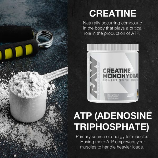 RAW Nutrition Essential 100% Pure Creatine Monohydrate Powder - Image 3